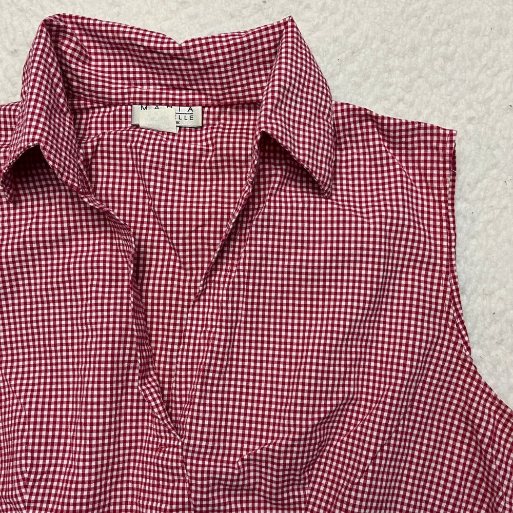 Sleeveless Red Gingham Blouse